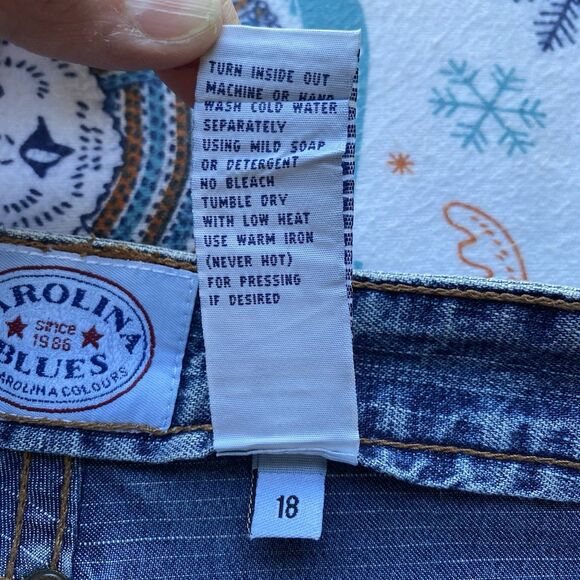 Vintage Carolina Blues Wide Leg Jeans Women’s 18 Stitched Cropped Boho Hippie - Picture 11 of 11